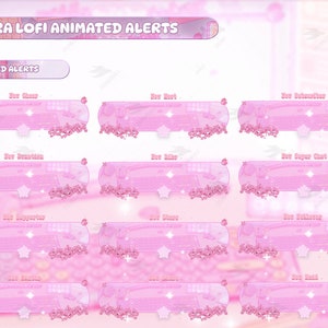 Twitch Animated Alerts - Sakura Lofi - Animated Alerts - Night Alerts - Stream Alerts - Cherry Blossom Alert Overlay - Cherry - Pink