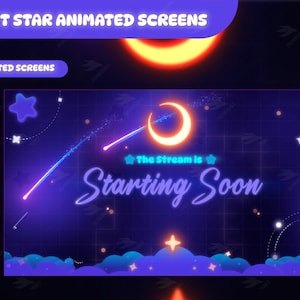 Superposición de Twitch - Estrella nocturna - Pantallas animadas - Estética - Cielo de ensueño - Púrpura - Superposición de juego - Superposición púrpura - Superposición de cielo estrellado