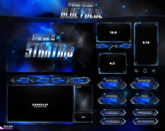 Blue Pulse - Twitch Overlay - Animated Alerts - Animated Screens - Blue Overlay - Stream Pack - Neon Overlay - Panels - E-Sports - Abstract