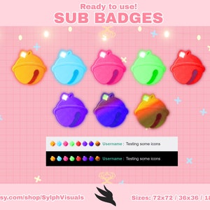 Cute Cat Bells badges - Twitch Sub Badges / Bit Badges / Cute sub badges / Kawaii / Magic /  kitty