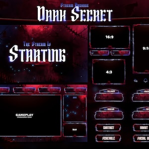 Dark Secret - Twitch Overlay -  Animated Alerts - Animated Screens  - Dark Stream Pack - Halloween - Gothic - Vampire - Witch - Blood - Moon
