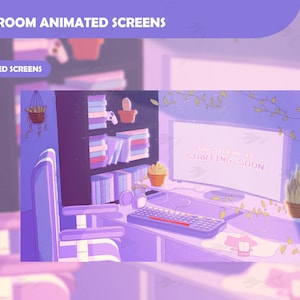 Twitch Overlay - Lofi Room - Screens Animated - Aesthetic - Retro Gamer - Pink - Game Overlay - Purple Overlay - Gameplay Overlay