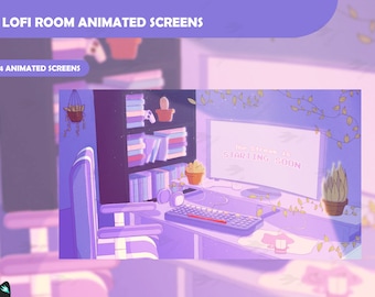Twitch Overlay - Lofi Room - Screens Animated - Aesthetic - Retro Gamer - Pink - Game Overlay - Purple Overlay - Gameplay Overlay