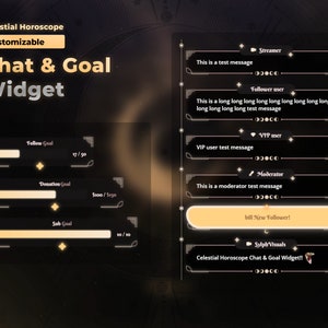 Hemelhoroscoop Chat & Doelwidget - StreamElements - Geanimeerde chatboxen - Twitch Chat Widget - Voornaamwoorden API - Sterrenhemel - Astrologie
