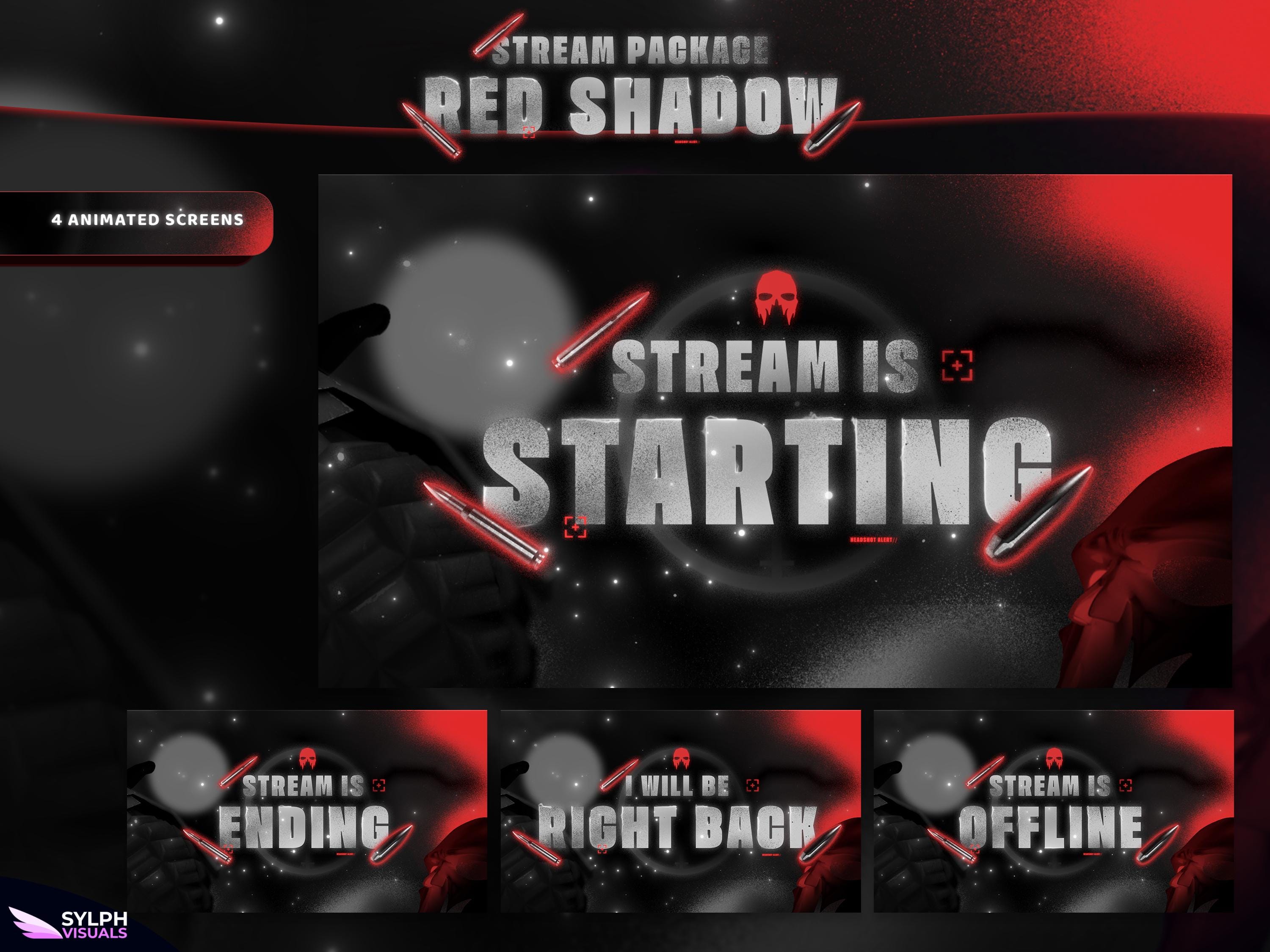 Red Shadow - Twitch Overlay - Animated Alerts - Animated Screens - Dark ...