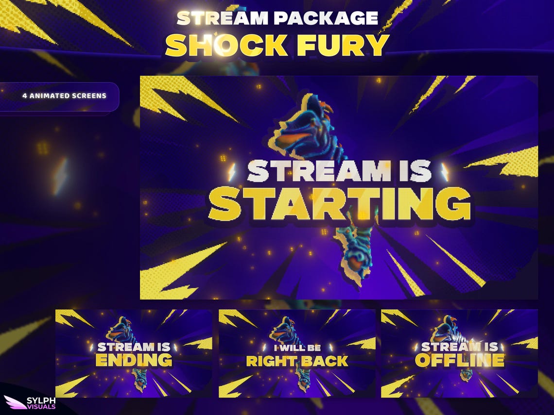 Shock Fury - Twitch Overlay - Animated Alerts - Animated Screens - Blue ...