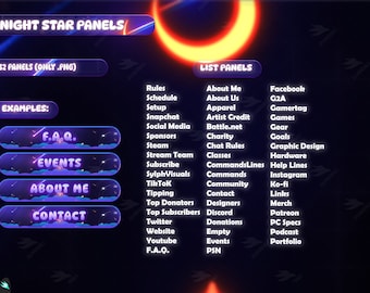 52 Stream Panels | Night Star Panels | Purple Panels | Retro Gamer | Sky Panels| Dreamy | Panels | Twitch panel | Purple