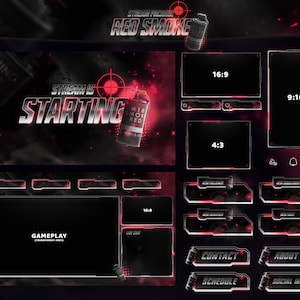 Red Smoke - Twitch Overlay - Animated Alerts - Animated Screens - Red Overlay - Stream Pack - Dark Red - Abstract - War Game - Fps