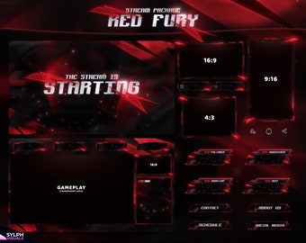 Red Fury - Twitch Overlay - Animated Alerts - Animated Screens - Red Overlay - Stream Pack - Overlay - FPS- Dark Red - Abstract - Bold