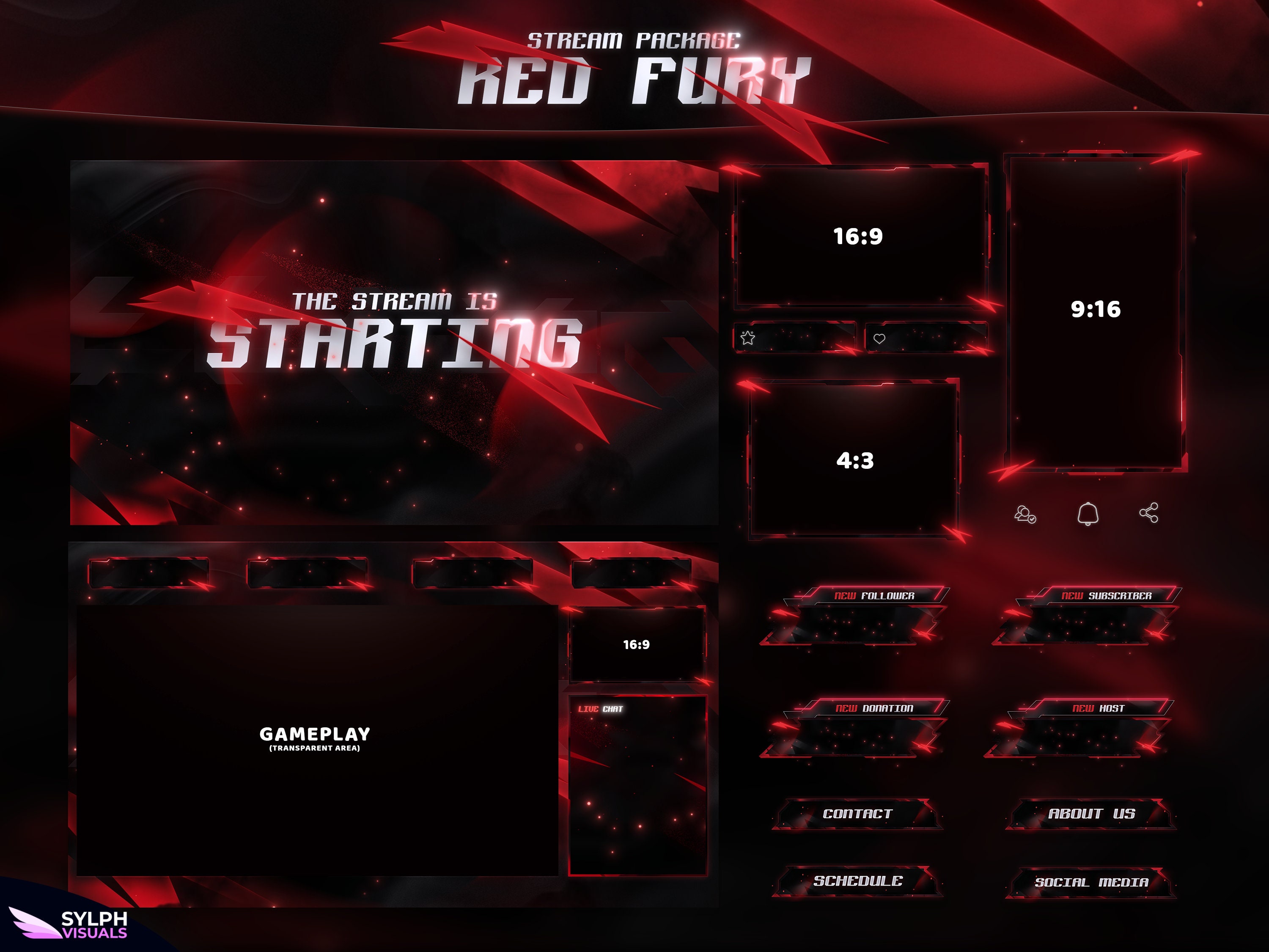 Red Fury - Twitch Overlay - Animated Alerts - Animated Screens - Red ...