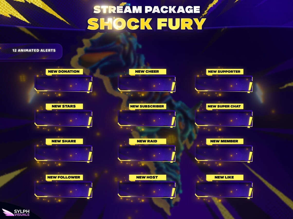 Shock Fury - Twitch Overlay - Animated Alerts - Animated Screens - Blue ...