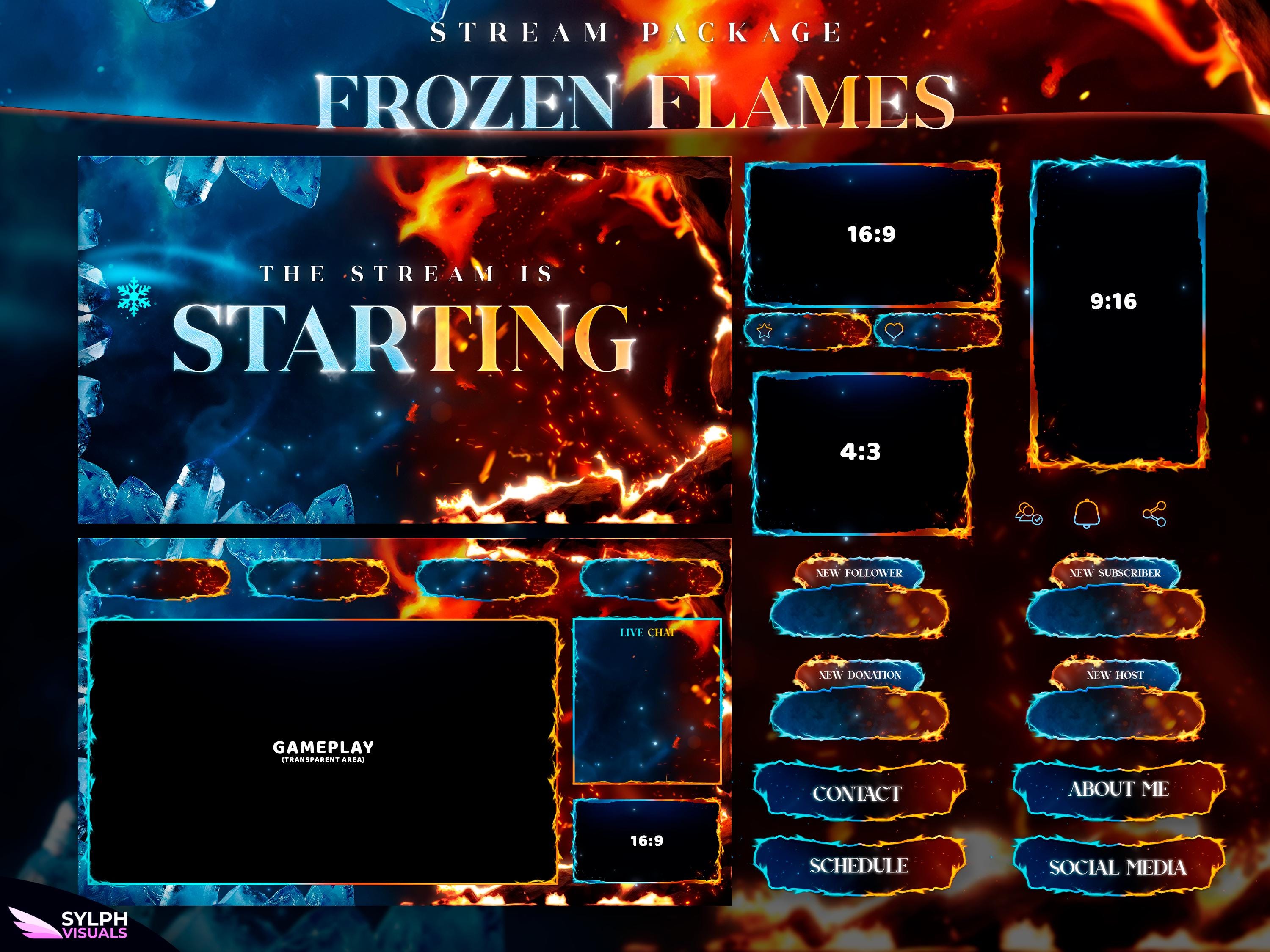 Frozen Flames - Anime Twitch Overlay - Animated Alerts - Animated ...