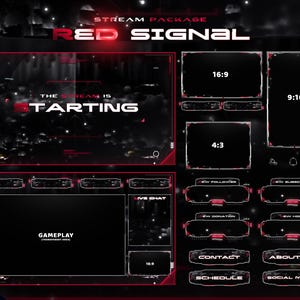 Red Signal - Twitch Overlay - Animated Alerts - Animated Screens - Red Overlay - Stream Pack - Glitch - Minimalist - Abstract - Shooter