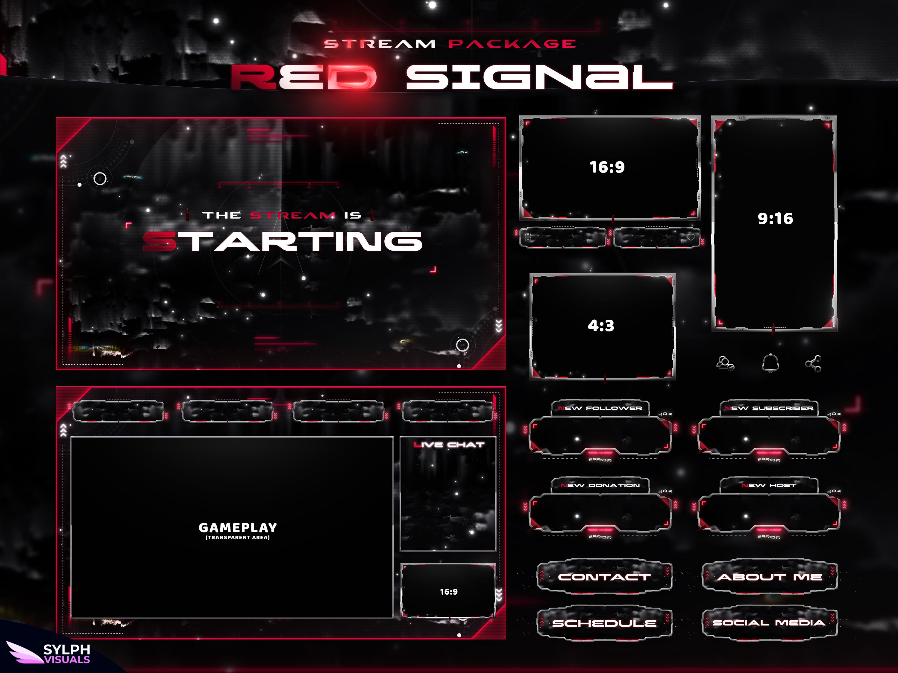 Graduated Screen Red Red Signal - Twitch Overlay - Animated Alerts - Animated Screens - Red ...