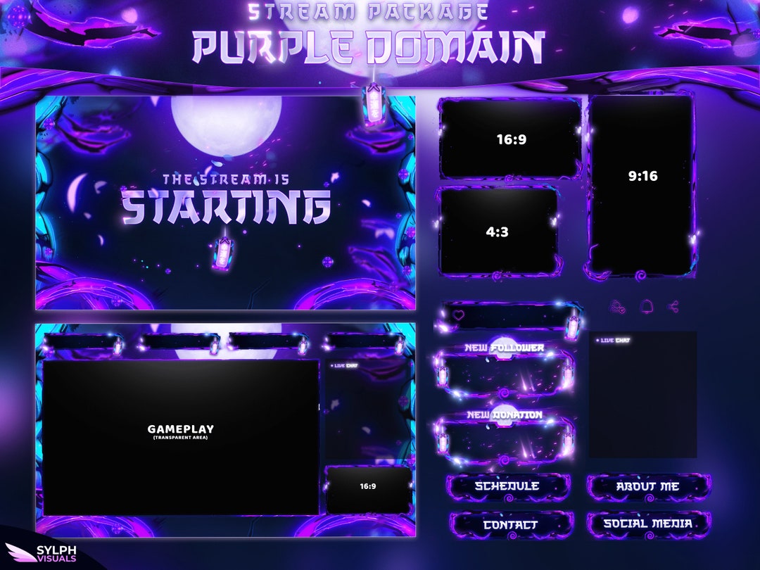 Purple Domain - Twitch Overlay - Animated Alerts - Animated Screens ...