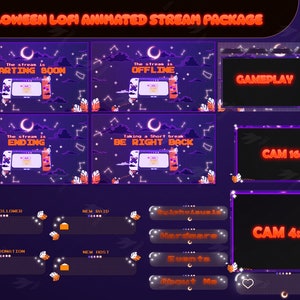Stream Package Halloween Lofi - Twitch Overlay -  Animated Alerts - Animated Screens  - Panels - Spooky Overlay - Aesthetic - Orange