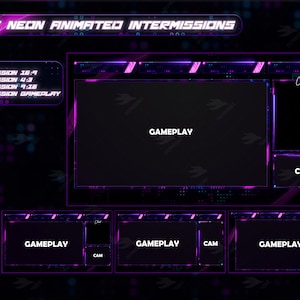 Stream Package Shine Neon Twitch Overlay Animated Alerts Animated ...