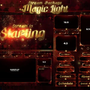 Magic Light - Twitch Overlay -  Animated Alerts - Animated Screens  - Glow - Aesthetic -  Stellar - Gold - Vtuber - Constellation - Starry