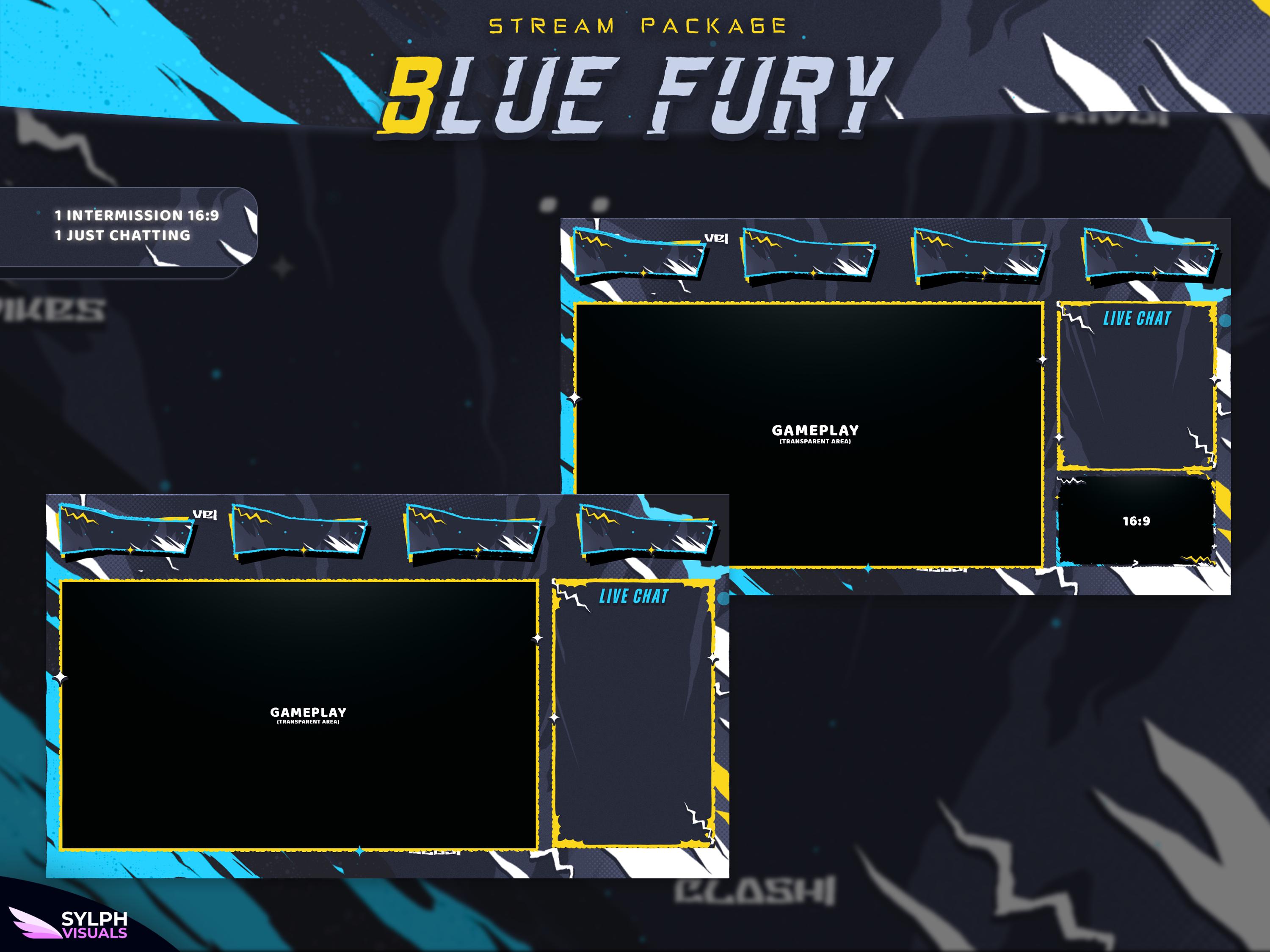 Blue Fury - Twitch Overlay - Animated Alerts - Animated Screens - Blue ...