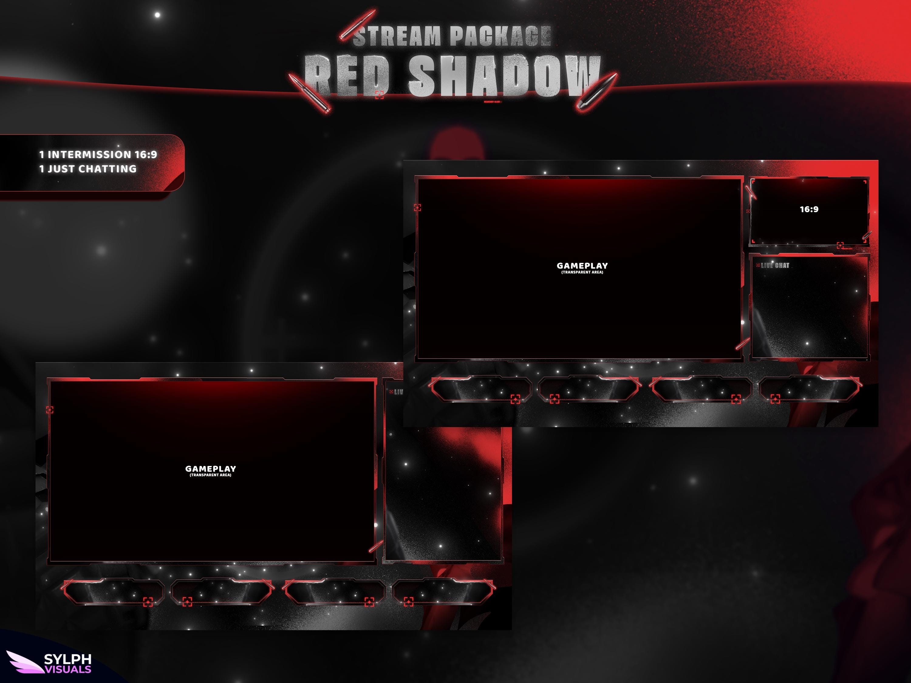 Red Shadow - Twitch Overlay - Animated Alerts - Animated Screens - Dark ...