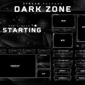 Dark Zone - Twitch Overlay - Animated Alerts - Animated Screens - Dark Overlay - Minimal - Black & White - Aesthetic - Clean - Shadow