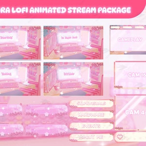 Stream Package Sakura Lofi - Twitch Overlay -  Animated Alerts - Animated Screens  - Panels - Cherry Blossom - Aesthetic - Pink