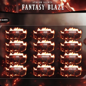 Twitch Animated Alerts - Fantasy Blaze - Animated Alerts - Red Alerts - Stream Alerts - Red Alert Overlay - Clean - Red & White Alerts