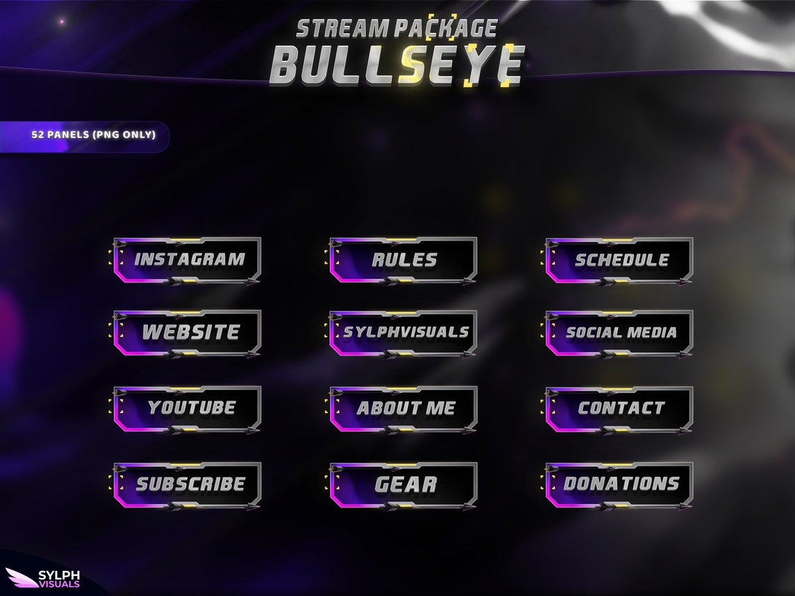 Overlay Bull Bullseye - Twitch Overlay - Animated Alerts - Animated Screens - Purple ...