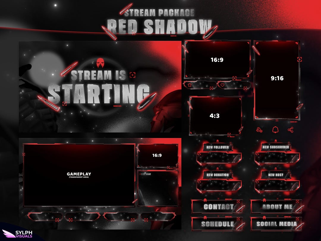 Red Shadow - Twitch Overlay - Animated Alerts - Animated Screens - Dark ...