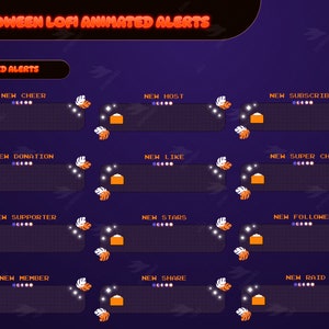 Twitch Animated Alerts - Halloween Lofi - Animated Alerts - Halloween Alerts - Stream Alerts - Spooky Overlay - Night Alerts - Orange