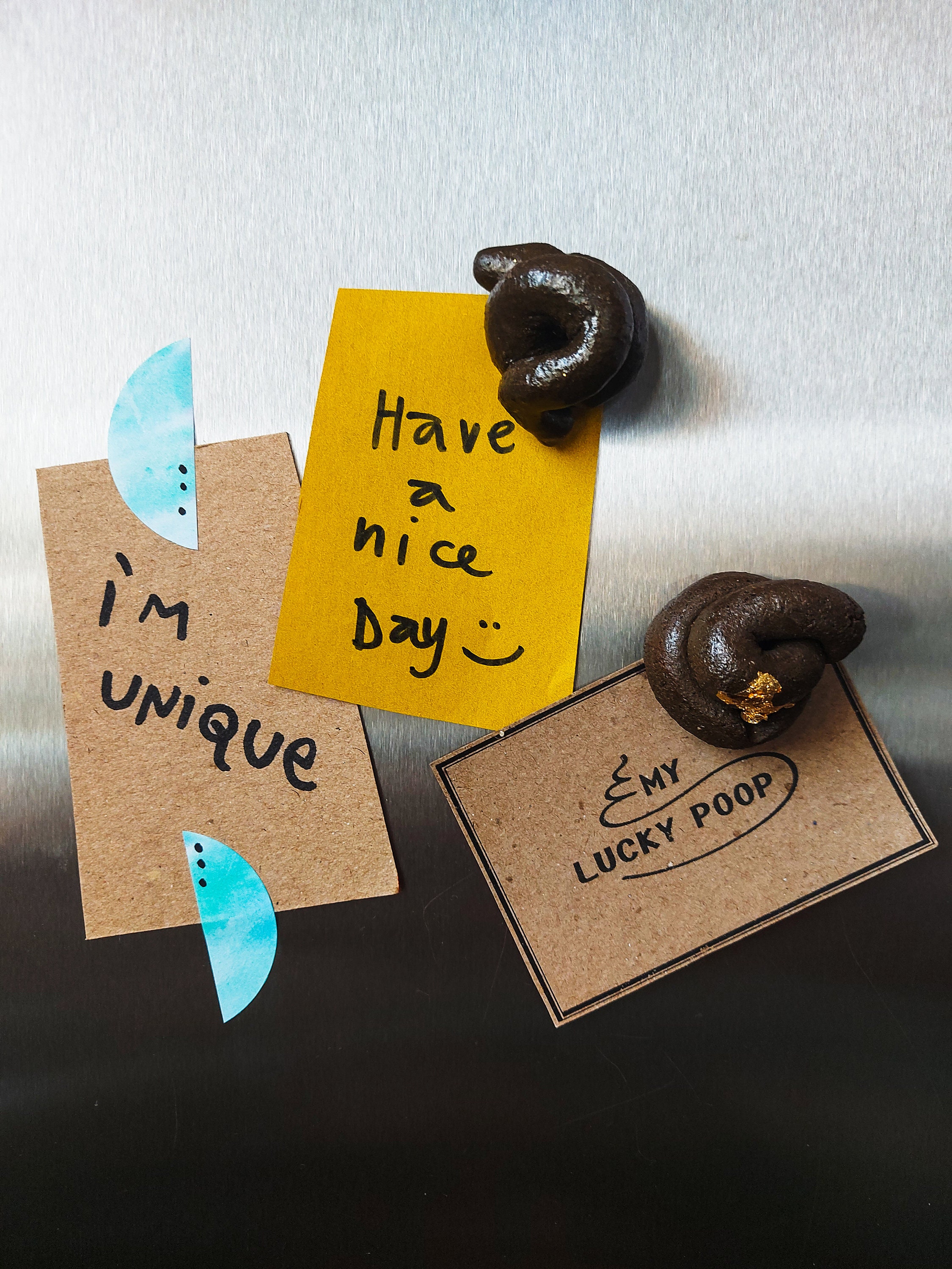 Real poop magnet brings good luck happy lucky poop must have funny fun gift for happiness for you and best friends unique and homemade