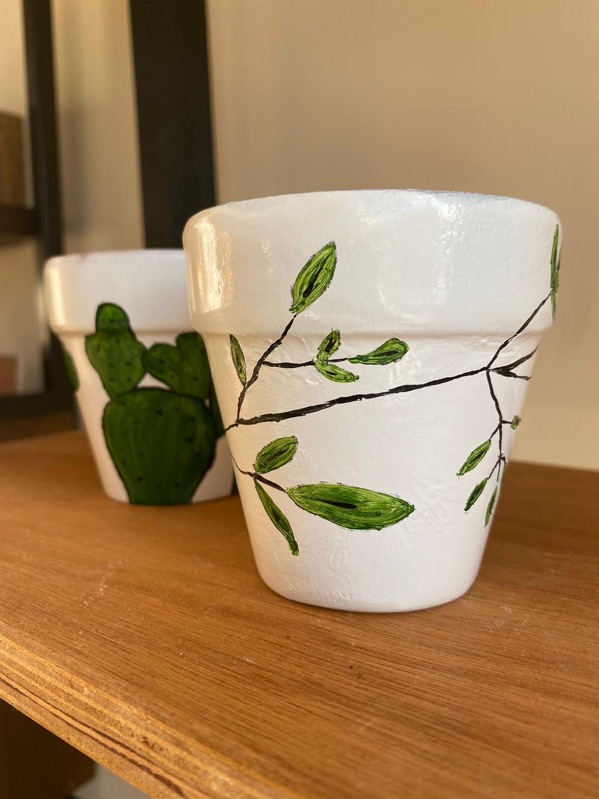 Pot en terre cuite peint à la main de 75 cm Petites Etsy