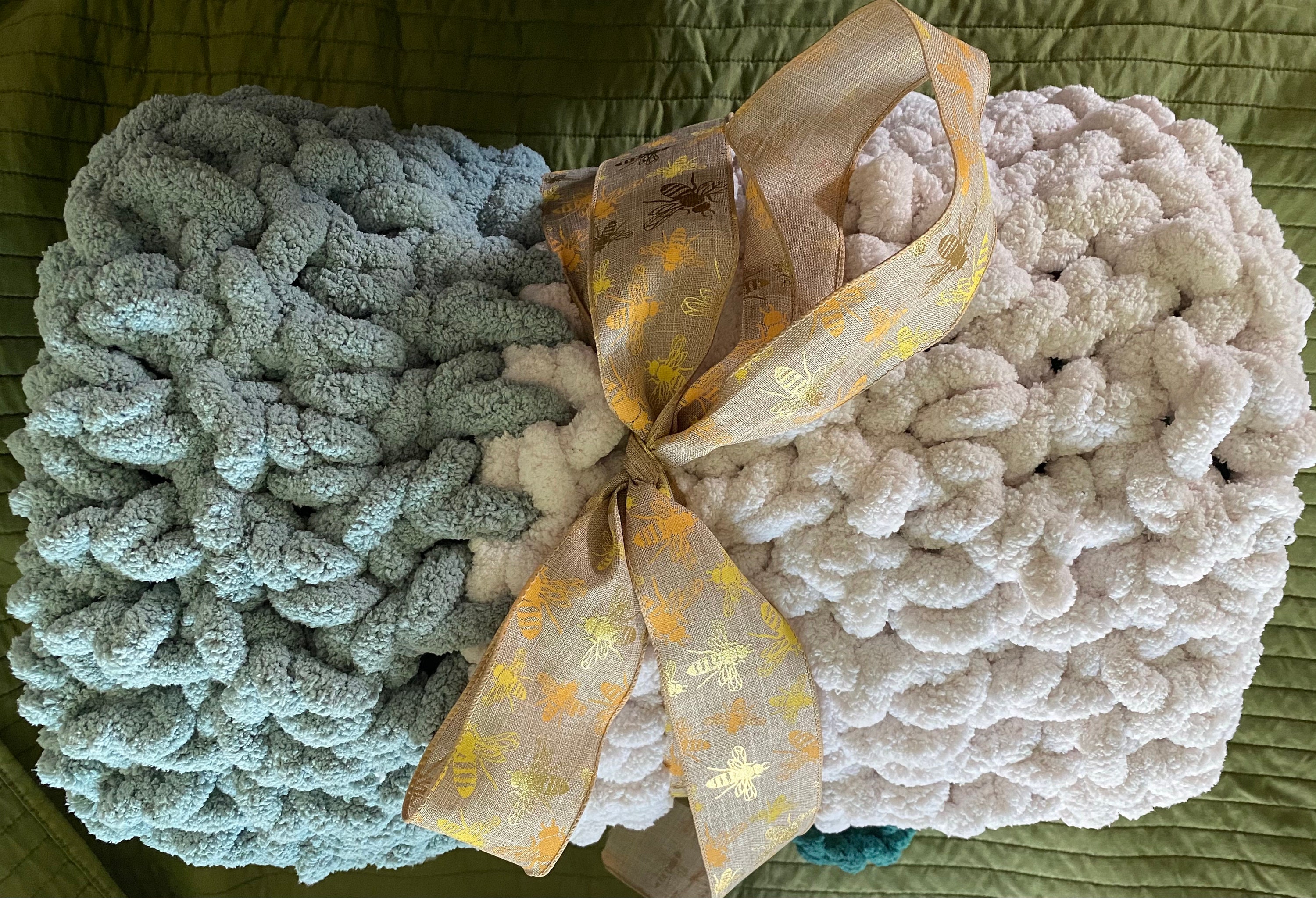 Emerald Green Striped Chunky Blanket Etsy