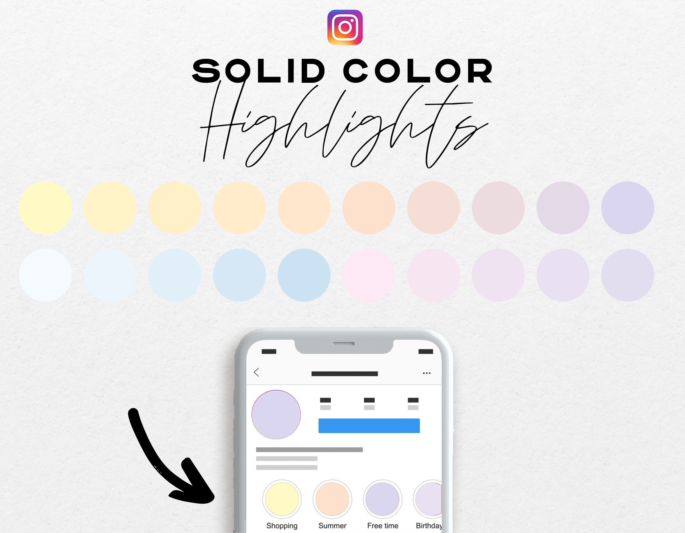 20 Pale Highlight Icons for Instagram Baby Tones palette | Etsy