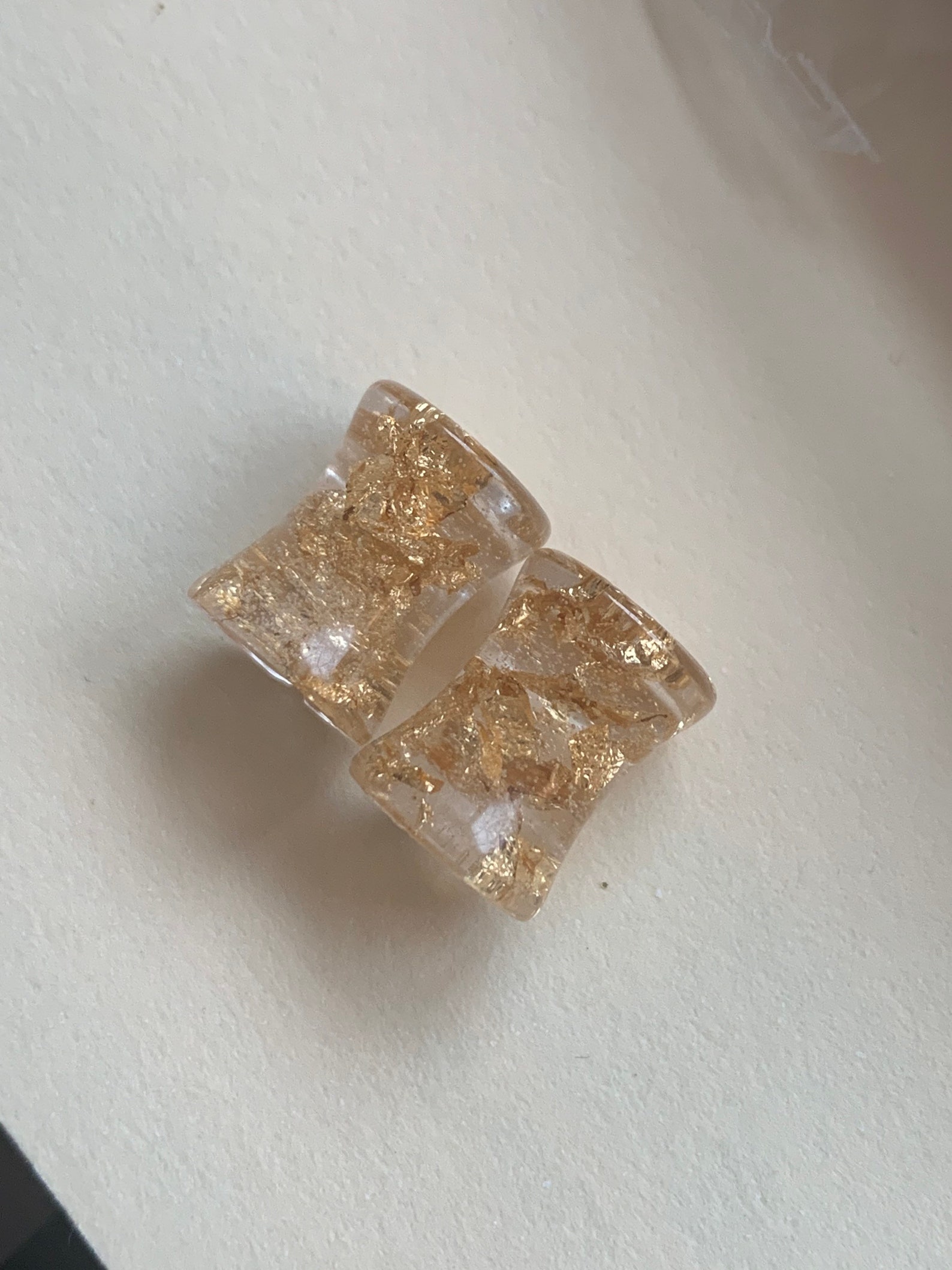 Ear plugs clear with gold flakes Etsy