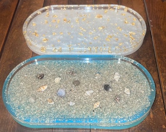 Resin vanity tray - oval shaped decorative accent dish