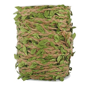 Cuerda de yute con hojas verdes, 10 m, cuerda de yute natural, cinta de hojas para recuerdo de fiesta de boda, decoración del hogar y el jardín