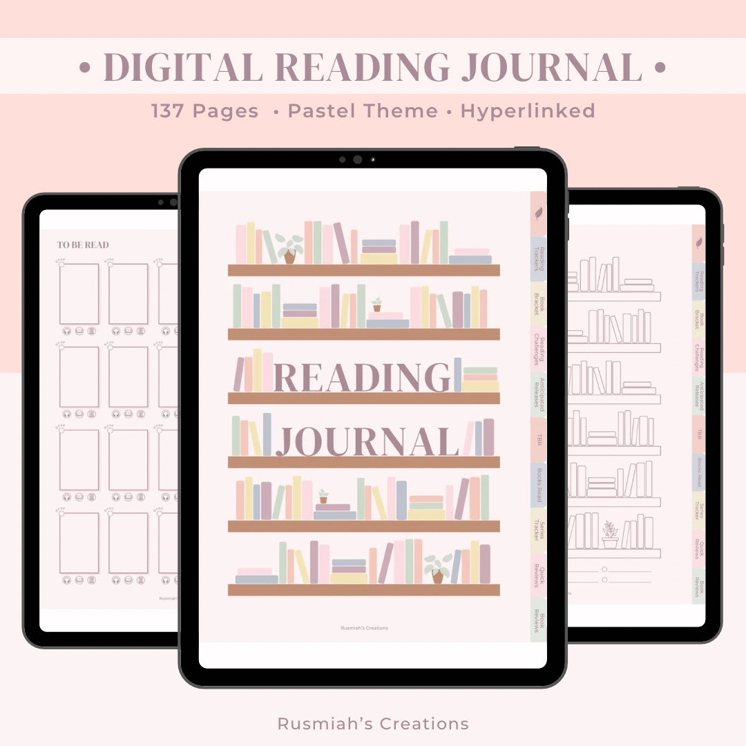 Digital Reading Journal w/ Hyperlinks | Goodnotes | Notability | Planning | Book Lover | Bookish | Reading Tracker | Book Reviews