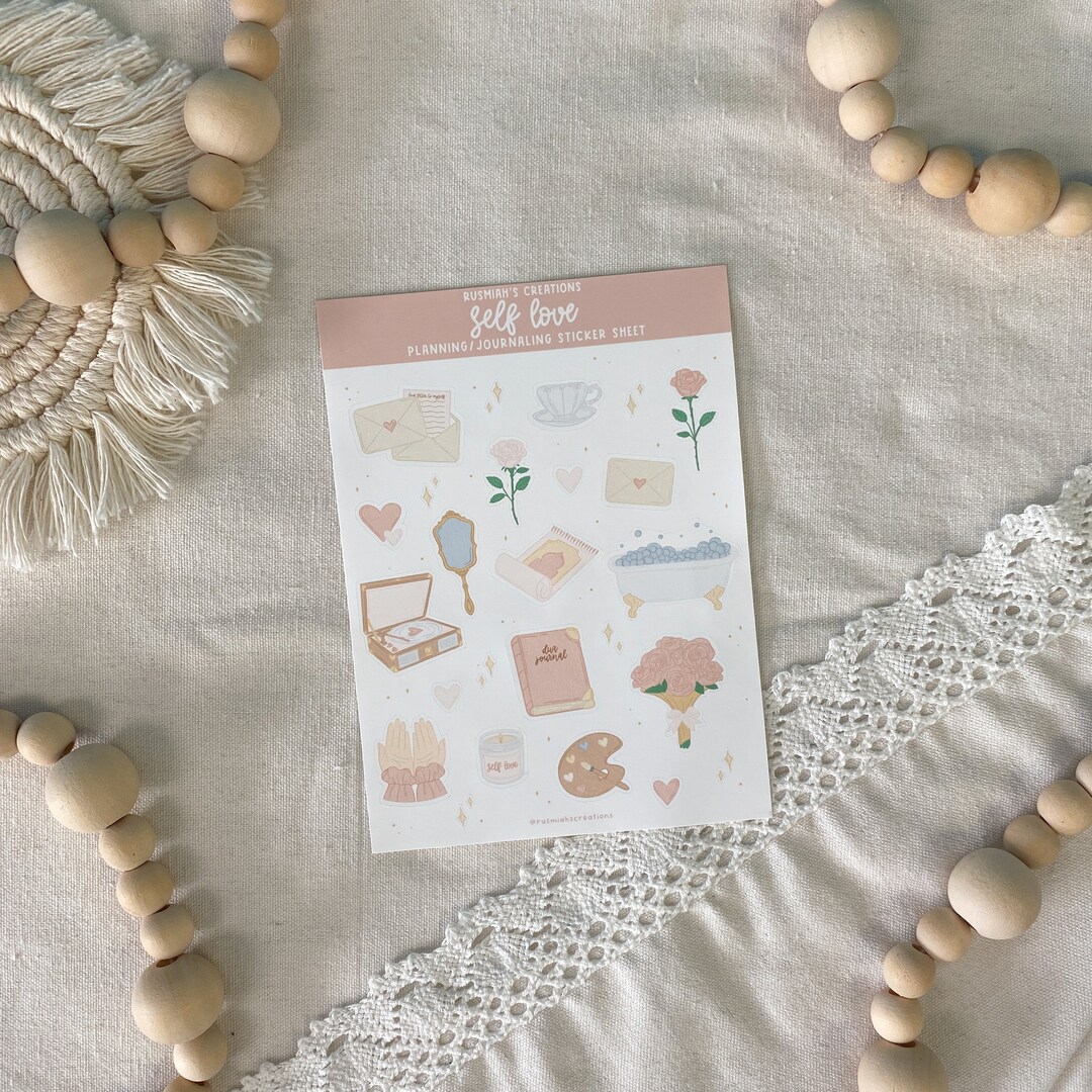 Self Love Sticker Sheet | 4.60" X 6.30" | Self Care | Aesthetic ...