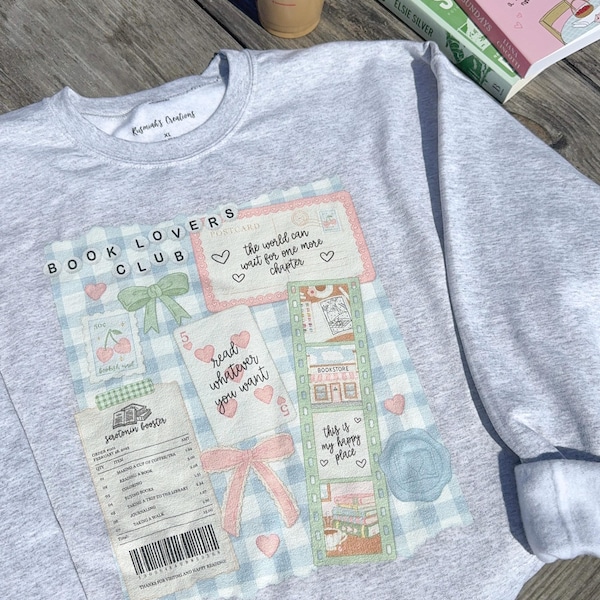 Bluza z okrągłym dekoltem Book Lovers Club | Gadżety książkowe | Czytelnik | Czytaj, co chcesz | Unisex | Bibliofil | Mól książkowy | Prezent