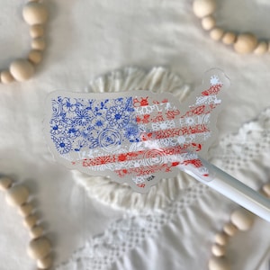 USA Floral Country Clear Vinyl Sticker | Waterproof & Weatherproof |  3&quot; x 1.97&quot; | Gift | Flowers
