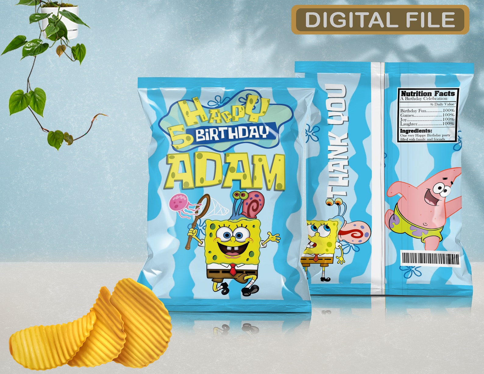 Spongebob Chip Bags Spongebob Digital Printable Spongebob | Etsy