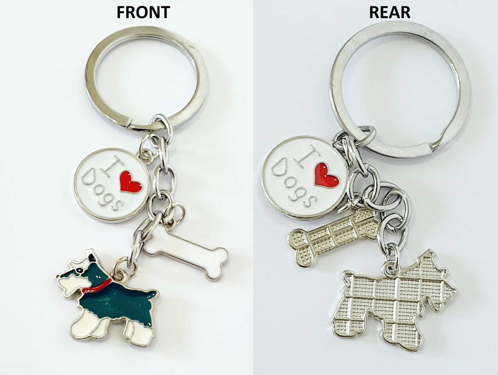 Cute Dog Keyrings. Elegant Dog keyring. I Love Dogs Tag. Etsy