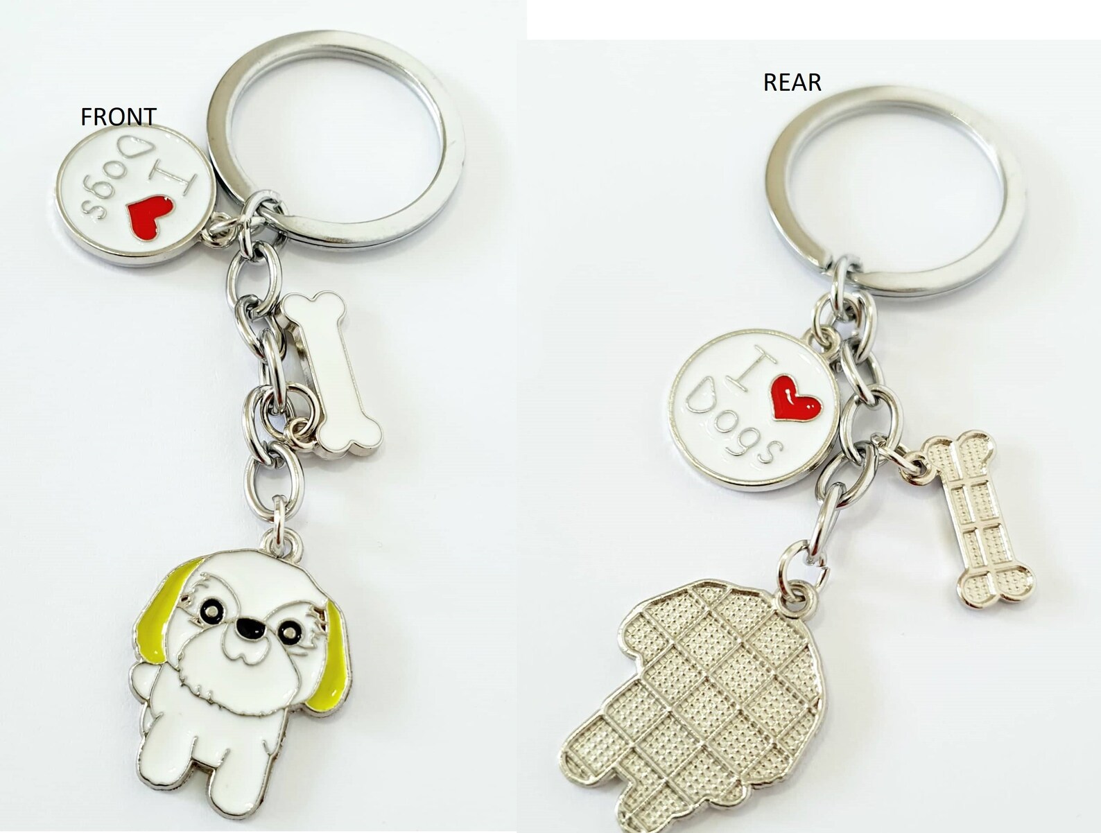 Cute Dog Keyrings. Elegant Dog keyring. I Love Dogs Tag. Etsy