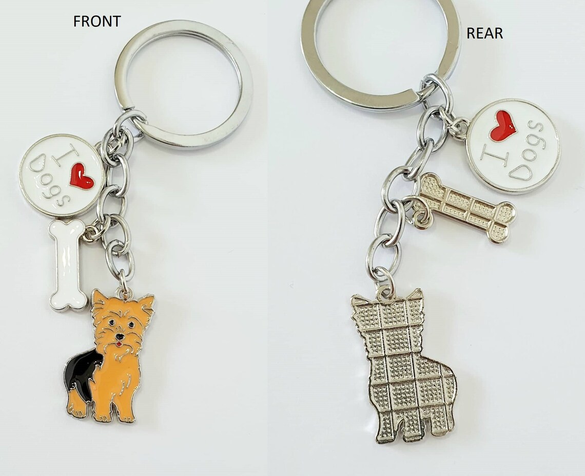 Cute Dog Keyrings. Elegant Dog keyring. I Love Dogs Tag. Etsy