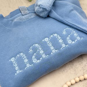 Custom Embroidered Mama Sweatshirt: Personalized Floral Monogram Gift for Mom, Nana, Wife image 9