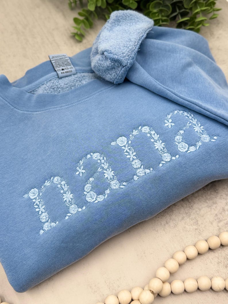 Custom Embroidered Mama Sweatshirt: Personalized Floral Monogram Gift for Mom, Nana, Wife image 9
