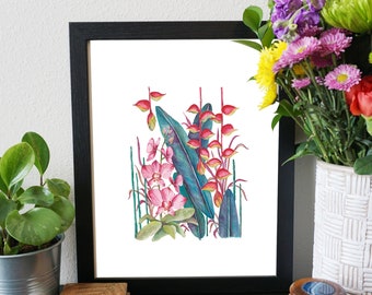 Tropical art print | Wall decor 8x10 | Orchid watercolor print | Summer art print | Botanical wall art | Home decor | Tropical flower print