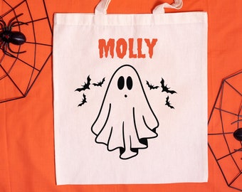 Gepersonaliseerde trick-or-treat-tas, aangepaste halloween-tas, halloween-draagtas, halloween-tas voor kinderen met naam, aangepaste trick-or-treat-tas, spookachtige tas