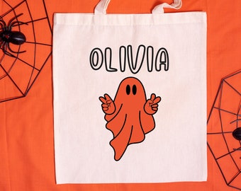 Gepersonaliseerde trick-or-treat-tas, aangepaste halloween-tas, halloween-draagtas, halloween-tas voor kinderen met naam, aangepaste trick-or-treat-tas, spookachtige tas
